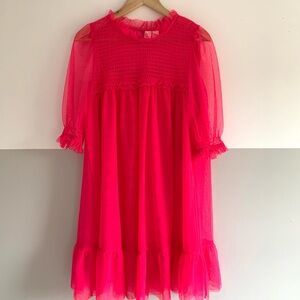 Neon pink organza dress. Great Barbie costume. Size M. H&M